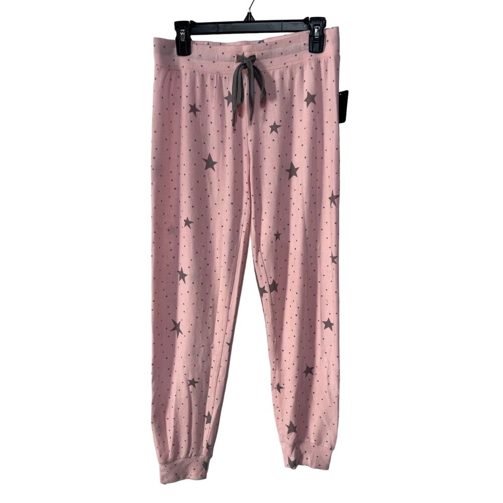 INSOMNIAX WOMENS SMALL PAJAMA COZY LOUNGE JOGGER PINK GRAY STAR PRINT NEW